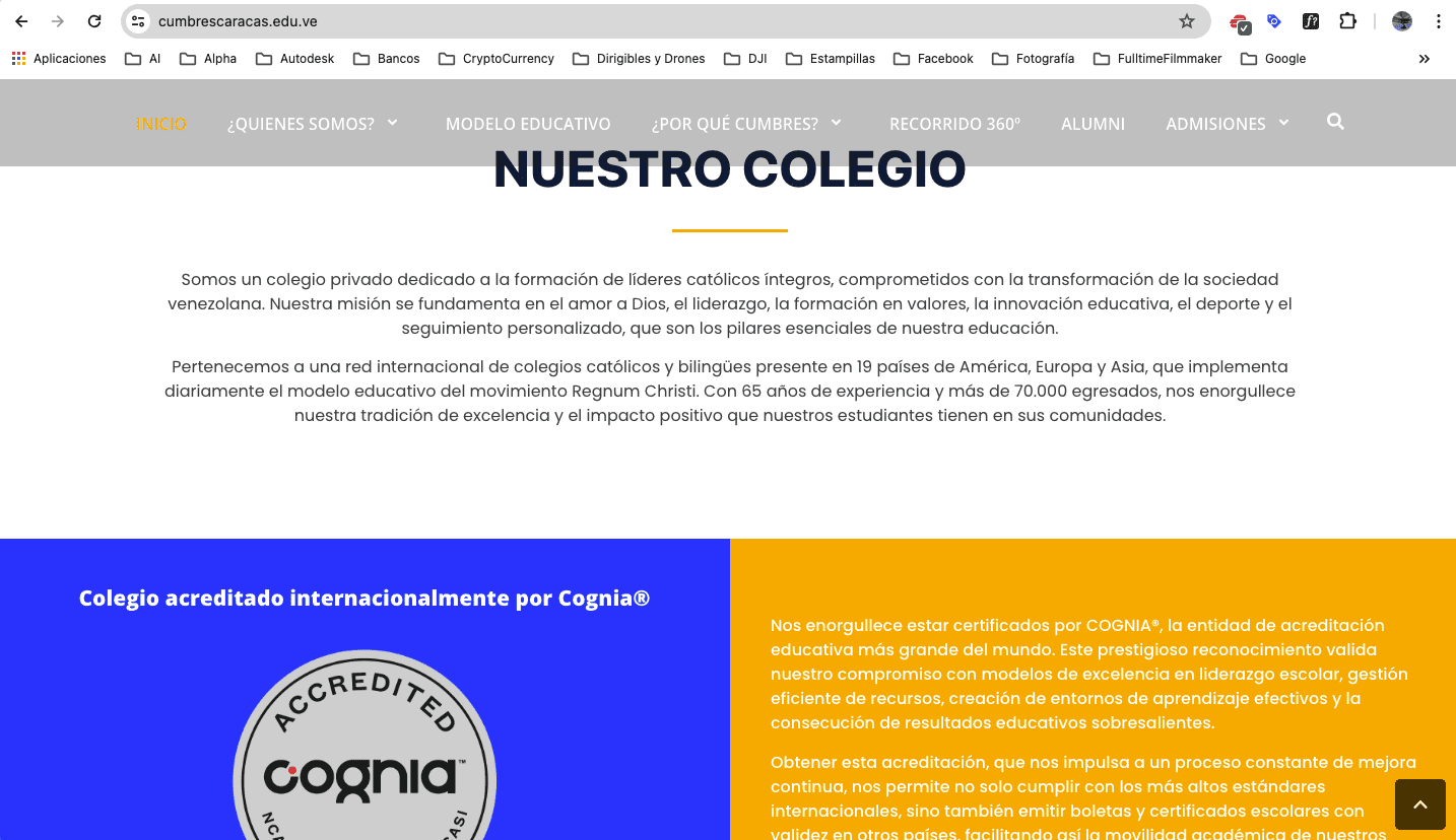 Página Web del Instituto Cumbres de Caracas 9