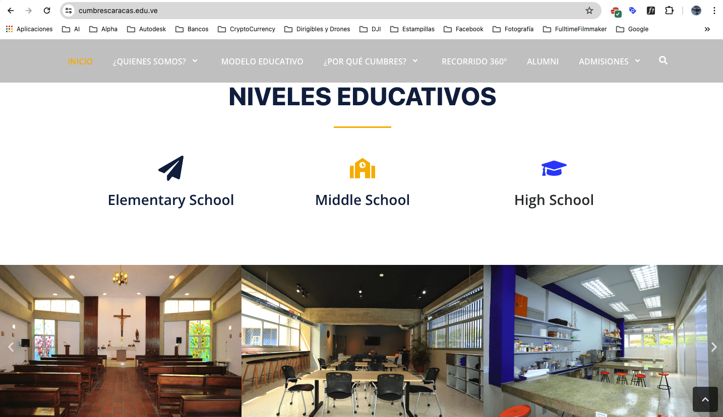 Página Web del Instituto Cumbres de Caracas 8