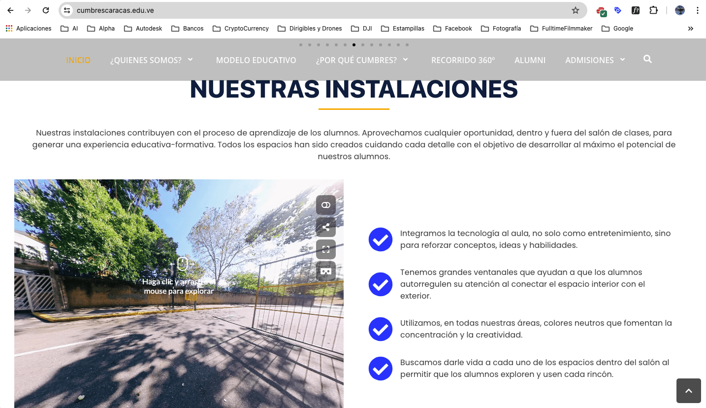 Página Web del Instituto Cumbres de Caracas 7