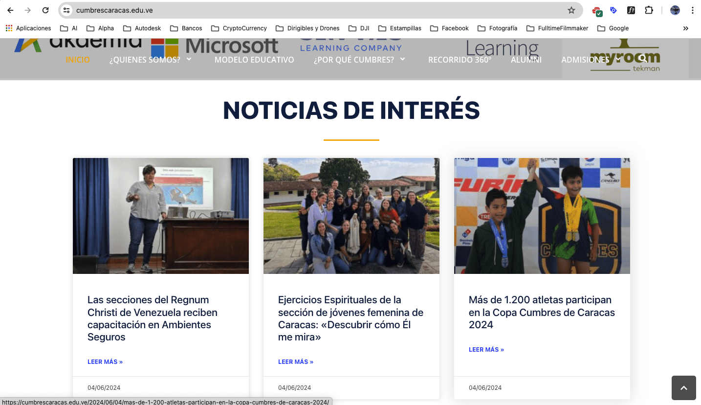 Página Web del Instituto Cumbres de Caracas 6