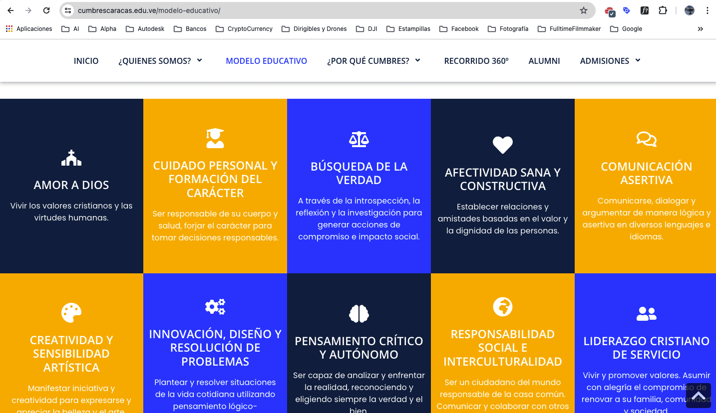 Página Web del Instituto Cumbres de Caracas 3