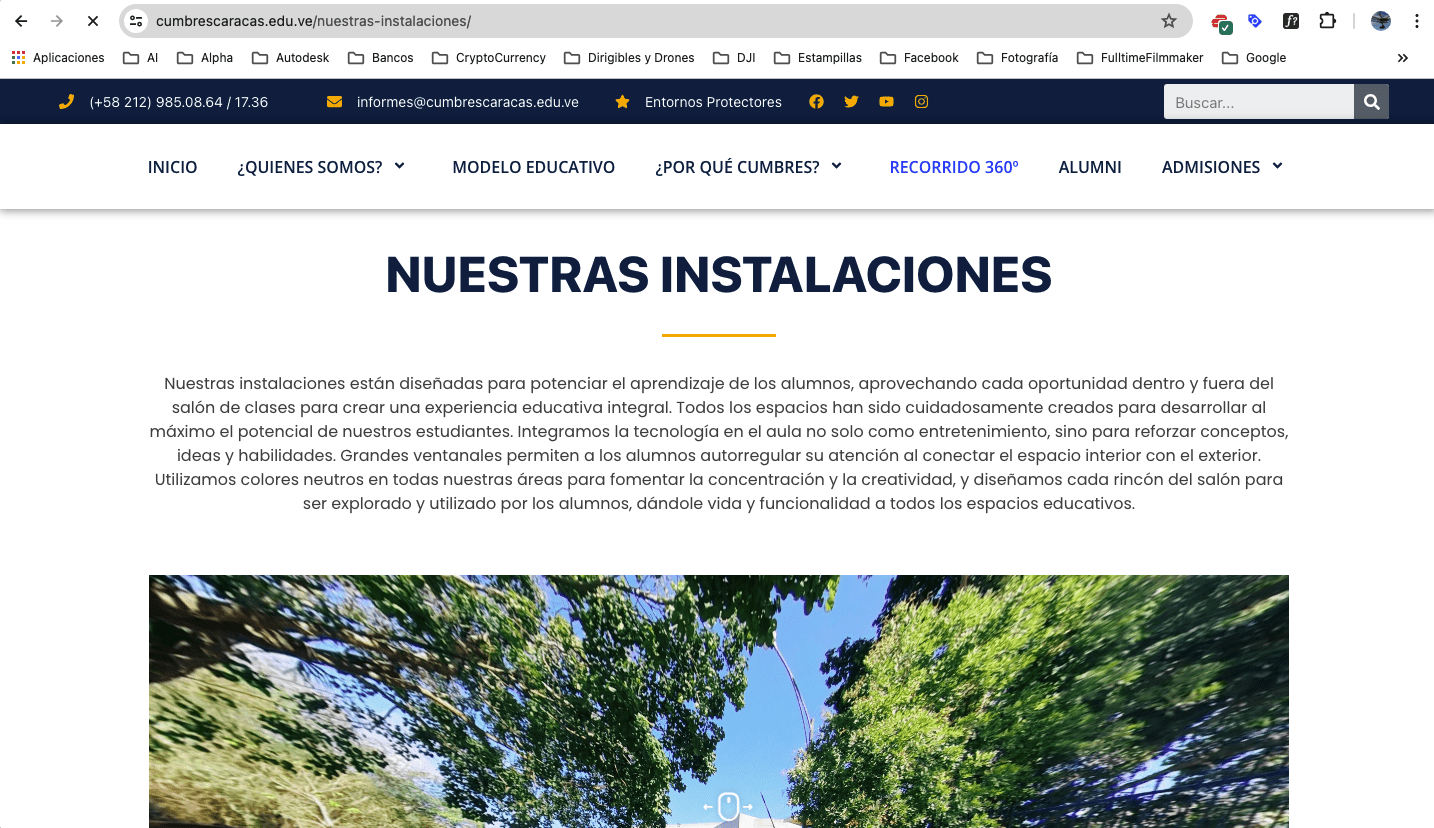 Página Web del Instituto Cumbres de Caracas 2