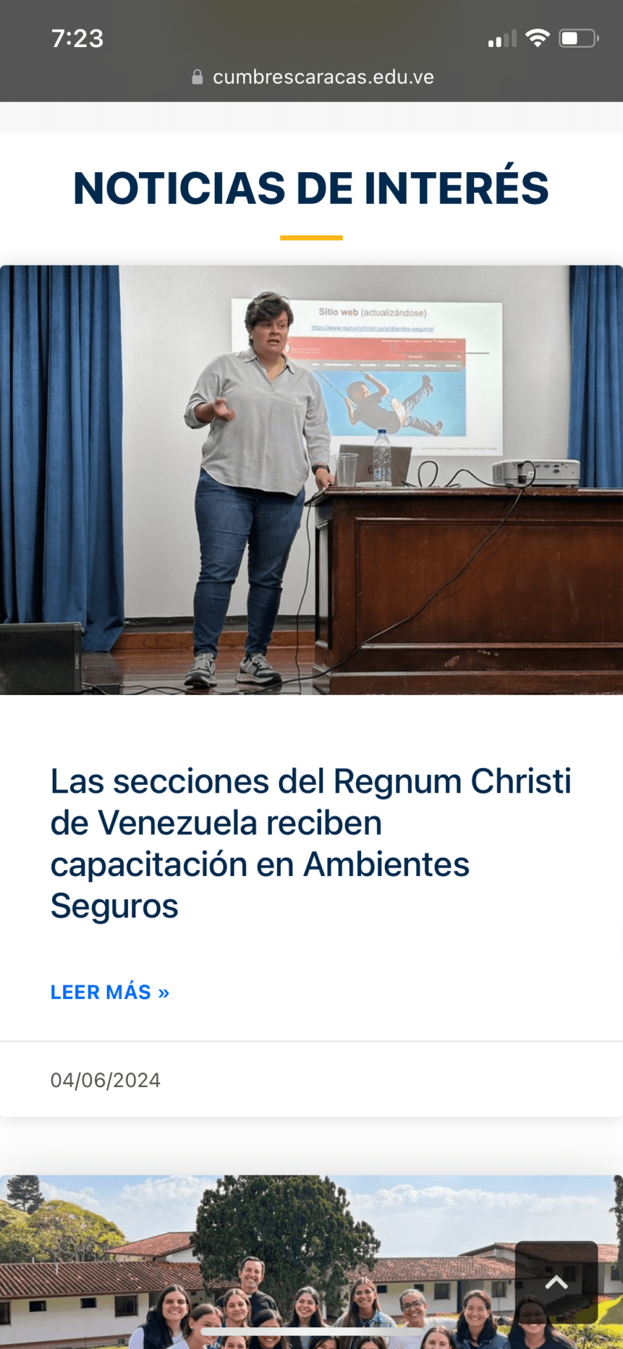 Página Web Móvil del Instituto Cumbres de Caracas 5